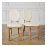 calvin - chaises style contemporain en bois massif et lin premium, lot de 2