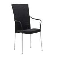 chaise repas empilable en acier et fibre synthétique noire