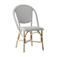 chaise repas empilable en rotin et fibre synthétique gris