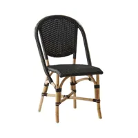 chaise repas empilable en rotin et fibre synthétique noir