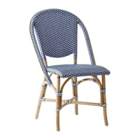 chaise repas empilable en rotin et fibre synthétique bleu