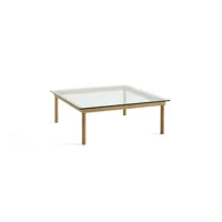 table basse kofi carrée - carré, 100 x 100 cm - chêne verni (à base d'eau) - verre transparent