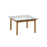 table basse kofi carrée - 60 x 60 - chêne verni (à base d'eau) - verre transparent