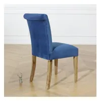alix - chaises style contemporain en acacia massif et velours de coton