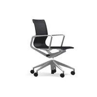 chaise de bureau physix piètement à cinq étoiles - revêtement soft grey - 06 perle noire - gris doux - roulettes pour tapis de sol