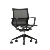 chaise de bureau physix piètement à cinq étoiles - revêtement deep black - 06 perle noire - noir foncé - roulettes pour tapis de sol