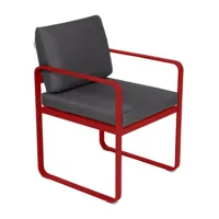 fauteuil lounge bellevie - 67 rouge coquelicot - gris graphite