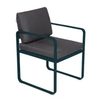 fauteuil lounge bellevie - 21 bleu acapulco - gris graphite