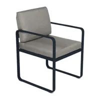 fauteuil lounge bellevie - 92 bleu abysse - b8 gris taupe
