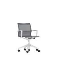 chaise de bureau physix piètement à cinq étoiles - revêtement soft grey - 08 gris caillou - gris doux - roulettes pour tapis de sol