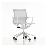 chaise de bureau physix piètement à cinq étoiles - poli - 07 gris argenté - gris doux - roulettes pour tapis de sol