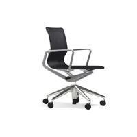 chaise de bureau physix piètement à cinq étoiles - poli - 06 perle noire - gris doux - roulettes pour tapis de sol