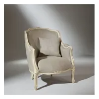 victor linum - fauteuil style romantique en bois massif et tissu ignifugé, 1 place