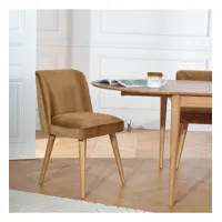 apolline bruxelles - chaises style nordique en bois, tissus velours et tweed, lot de 2
