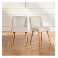 apolline linum - chaises style scandinave en tissu anti feu et bois massif, lot de 2, fsc®