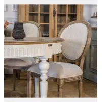 medaillon - chaises style louis xvi en bois massif et tissu lin premium, lot de 2, fsc®