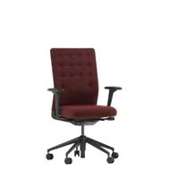 chaise de bureau avec accoudoirs - id trim - plano rouge foncé/nero - sans support lombaire - roulettes pour sol dur