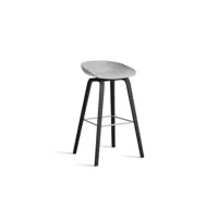 about a stool aas 32 - concrete grey 2.0 - vernis noir à base d'eau - repose-pied acier inoxydable - hauteur d'assise 75 cm - patins plastique