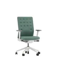 chaise de bureau avec accoudoirs - id trim - volo - vert-gris - sans support lombaire - roulettes pour sol dur
