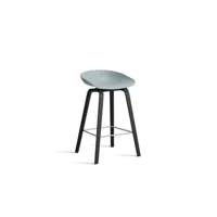 about a stool aas 32 - repose-pied acier inoxydable - hauteur d'assise 65 cm - patins plastique - dusty blue 2.0 - vernis noir à base d'eau