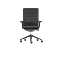 chaise de bureau avec accoudoirs - id trim - plano - noir - sans support lombaire - roulettes pour sol dur