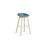 about a stool aas 32 - azure blue 2.0 - chêne savonné - repose-pied acier inoxydable - hauteur d'assise 75 cm - patins plastique