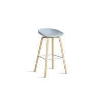 about a stool aas 32 - slate blue 2.0 - chêne savonné - repose-pied acier inoxydable - hauteur d'assise 75 cm - filzgleiter