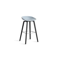 about a stool aas 32 - slate blue 2.0 - vernis noir à base d'eau - repose-pied acier inoxydable - hauteur d'assise 75 cm - filzgleiter