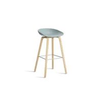 about a stool aas 32 - chêne savonné - repose-pied acier inoxydable - hauteur d'assise 75 cm - patins plastique - dusty blue 2.0