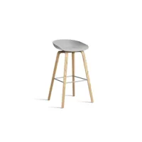 about a stool aas 32 - concrete grey 2.0 - vernis à base d'eau - repose-pied acier inoxydable - hauteur d'assise 75 cm - patins plastique