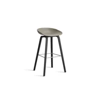 about a stool aas 32 - khaki 2.0 - vernis noir à base d'eau - repose-pied acier inoxydable - hauteur d'assise 75 cm - patins plastique