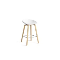 about a stool aas 32 - white 2.0 - vernis à base d'eau - repose-pied acier inoxydable - hauteur d'assise 65 cm - patins plastique