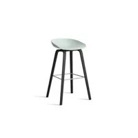 about a stool aas 32 - repose-pied acier inoxydable - hauteur d'assise 75 cm - patins plastique - dusty blue 2.0 - vernis noir à base d'eau