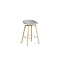 about a stool aas 32 - concrete grey 2.0 - chêne savonné - repose-pied acier inoxydable - hauteur d'assise 65 cm - patins plastique