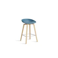 about a stool aas 32 - azure blue 2.0 - chêne savonné - repose-pied acier inoxydable - hauteur d'assise 65 cm - filzgleiter
