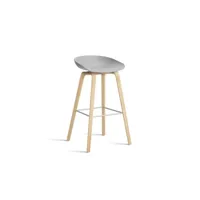 about a stool aas 32 - concrete grey 2.0 - chêne savonné - repose-pied acier inoxydable - hauteur d'assise 75 cm - patins plastique