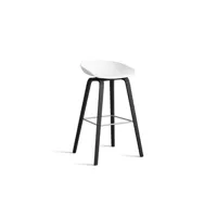 about a stool aas 32 - white 2.0 - vernis noir à base d'eau - repose-pied acier inoxydable - hauteur d'assise 75 cm - patins plastique