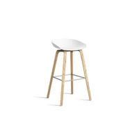 about a stool aas 32 - white 2.0 - vernis à base d'eau - repose-pied acier inoxydable - hauteur d'assise 75 cm - filzgleiter