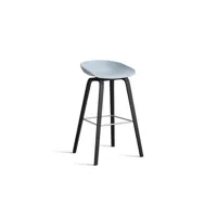 about a stool aas 32 - slate blue 2.0 - vernis noir à base d'eau - repose-pied acier inoxydable - hauteur d'assise 75 cm - patins plastique