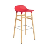chaise de bar form avec structure en bois  - bright red - chêne - 75 cm