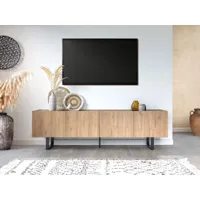 meuble tv 180 cm opera effet chêne et imitation marbre noir
