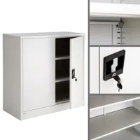 armoire de bureau verrouillable métallique étagère meuble 3 niveaux gris 08_0000378