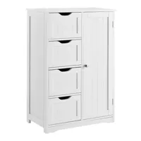 armoire étagère commode de salle de bain meuble de rangement mdf laqué 81 cm blanc 03_0000781