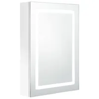 armoire de salle de bain à miroir led 50 x 13 x 70 cm blanc brillant 02_0006580