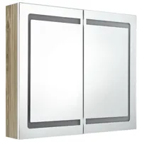 armoire de salle de bain 80 x 12 x 68 cm à miroir à led blanc et chêne 02_0006618