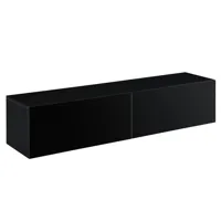 étagère murale design meuble support tv avec 2 tiroirs 140 cm noir brillant 03_0005192