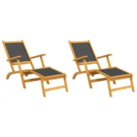chaises longues transat d'extérieur 2 piècs acacia massif et textilène 02_0011916