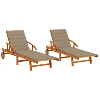 lot de 2 transats chaise longue bain de soleil lit de jardin terrasse meuble d'extérieur avec coussins bois d'acacia solide 02_0012052