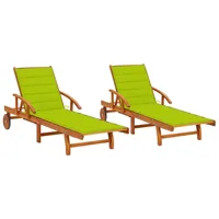 lot de 2 transats chaise longue bain de soleil lit de jardin terrasse meuble d'extérieur avec coussins bois d'acacia solide 02_0012060
