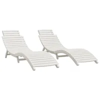 lot de 2 transats chaise longue bain de soleil lit de jardin terrasse meuble d'extérieur blanc 184x55x64 cm bois massif d'acacia 02_0012138